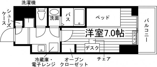 学生会館 NCREポートアイランド(ワンルーム/12階)の間取り写真
