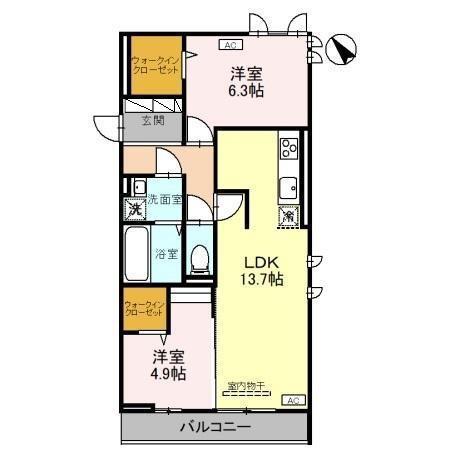 AOYAMA NEW PALACE(2LDK/1階)の間取り写真
