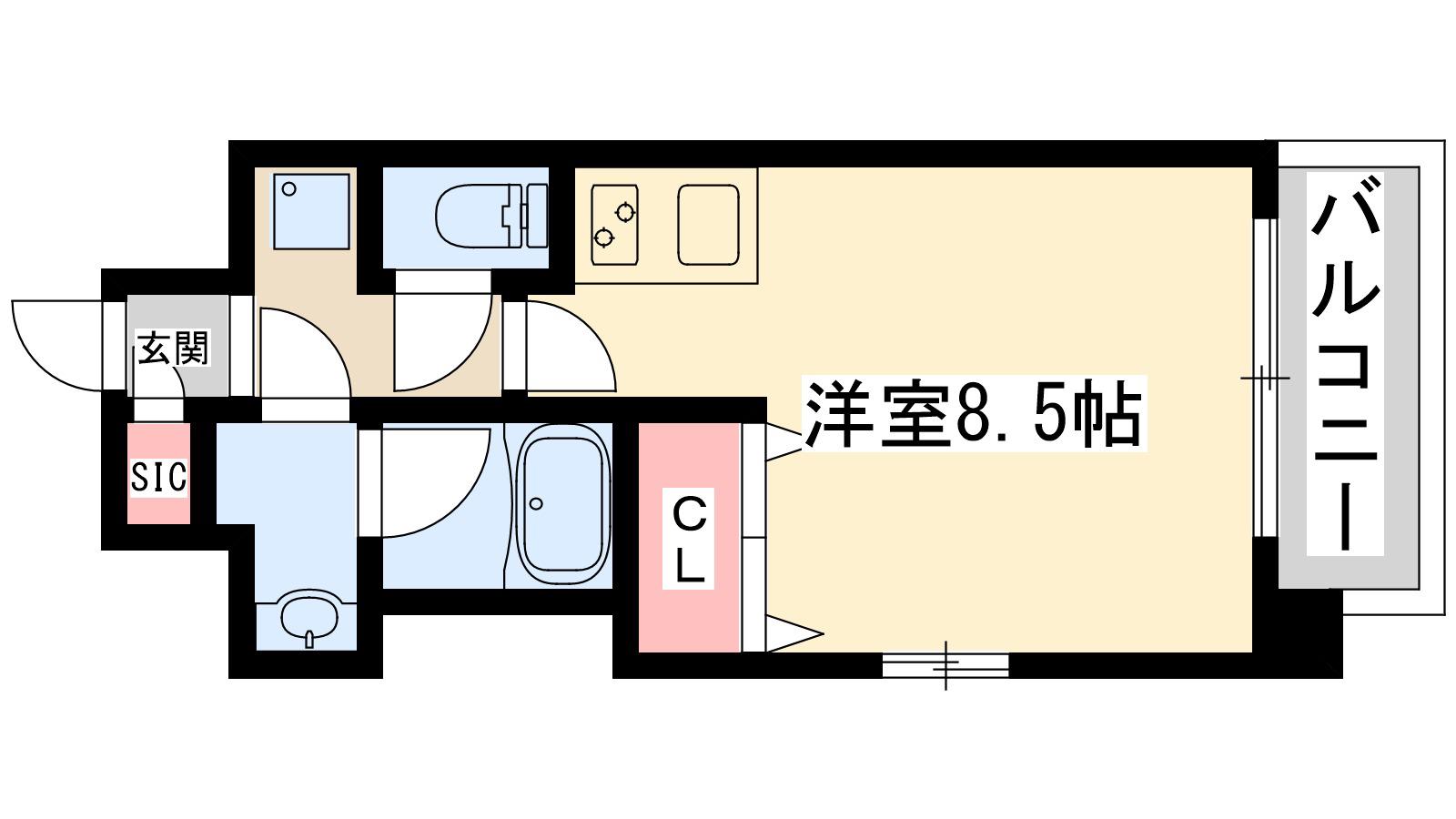 プレサンス神崎川ファインブレス(1K/7階)の間取り写真