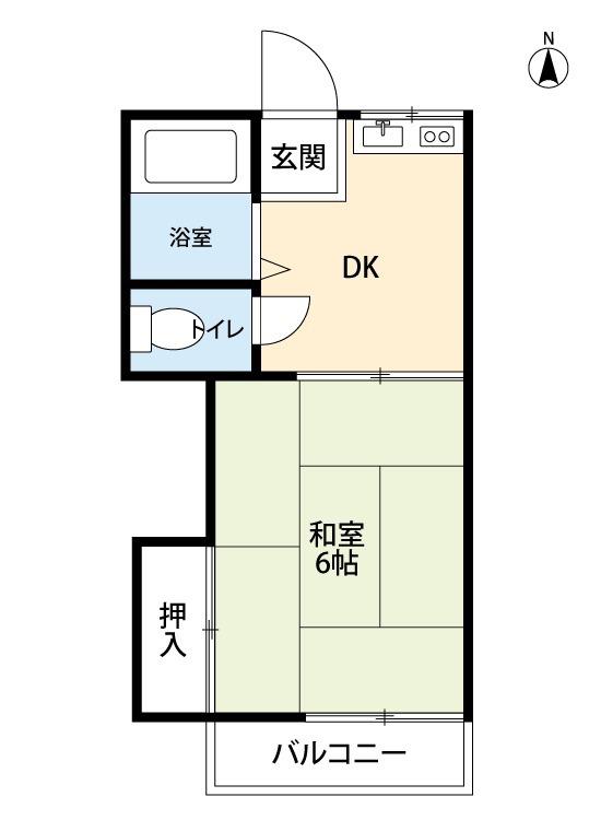 ハイツ白馬(1DK/2階)の間取り写真