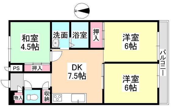 オルセーメゾン山川 C(3DK/2階)の間取り写真