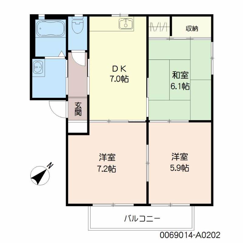 レガート外町 A棟(3DK/2階)の間取り写真