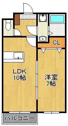 ランドコア田町(1LDK/1階)の間取り写真