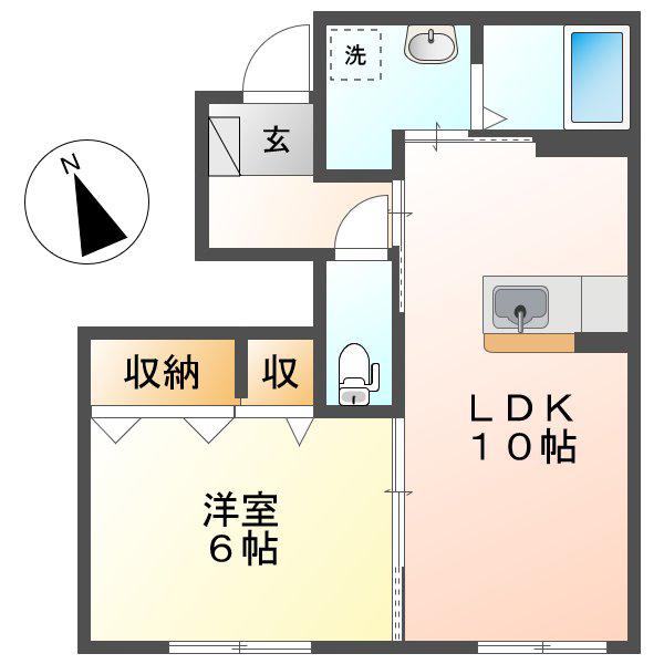 エルメゾンS(1LDK/1階)の間取り写真