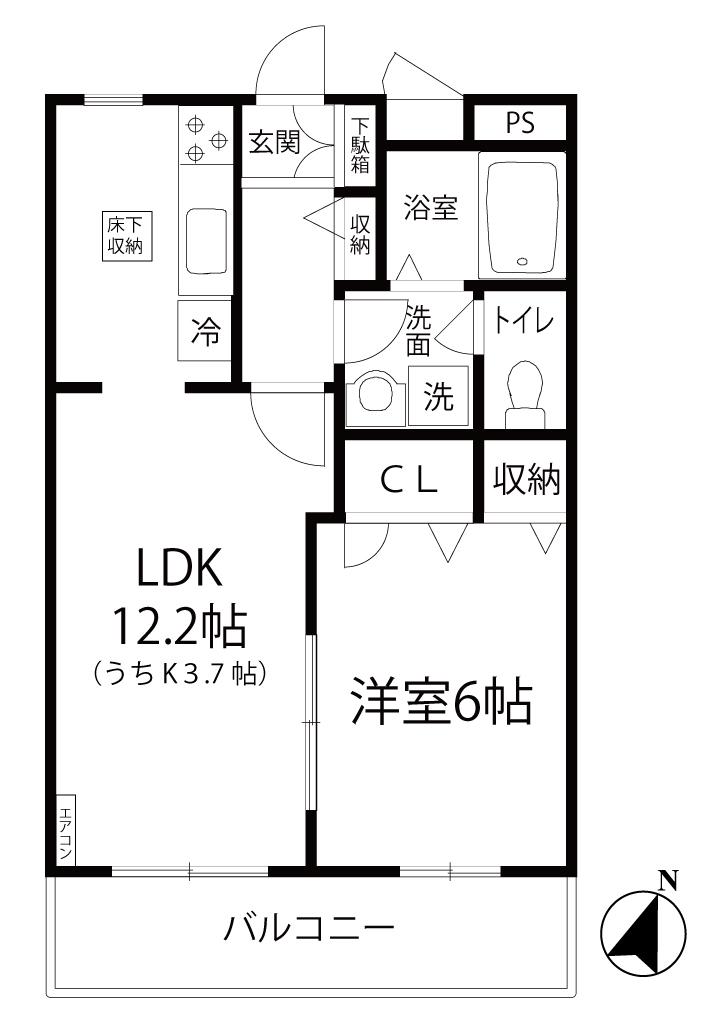 カロス桜(1LDK/1階)の間取り写真