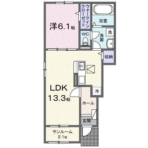 ベル ヴィラージュ A(1LDK/1階)の間取り写真