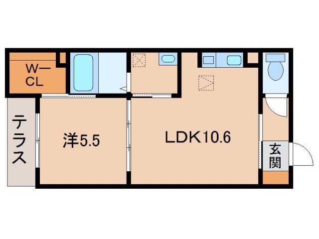 シャーメゾン宝亀(1LDK/1階)の間取り写真