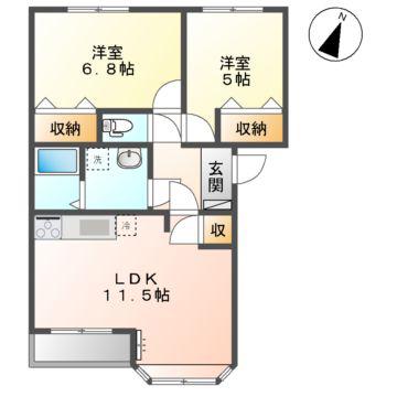 サンコート(2LDK/2階)の間取り写真