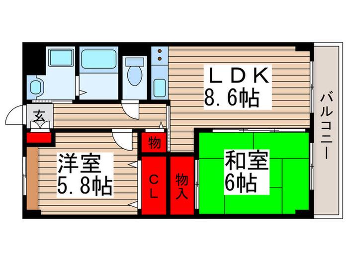 エクセレンス元町(2LDK/1階)の間取り写真