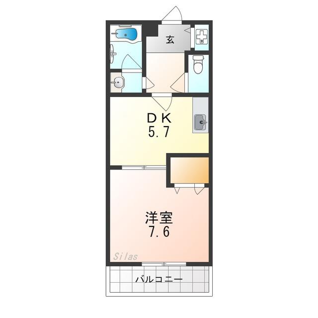 フジパレス 西大路(1DK/1階)の間取り写真