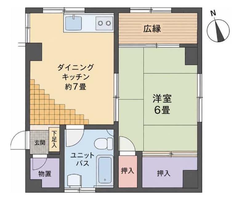 北池ハイツ(1DK/1階)の間取り写真