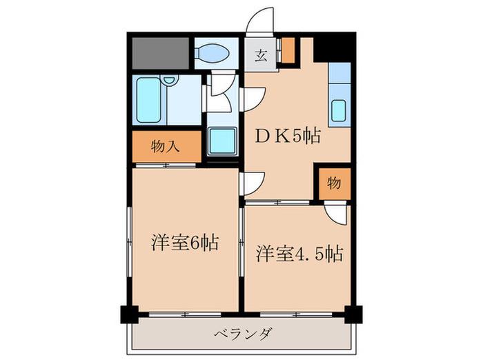 清和サニーハイツ(2DK/4階)の間取り写真