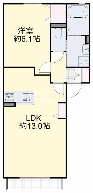 ハイム綾B(1LDK/1階)の間取り写真