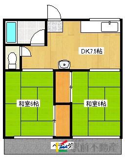 緑コーポ(2DK/2階)の間取り写真