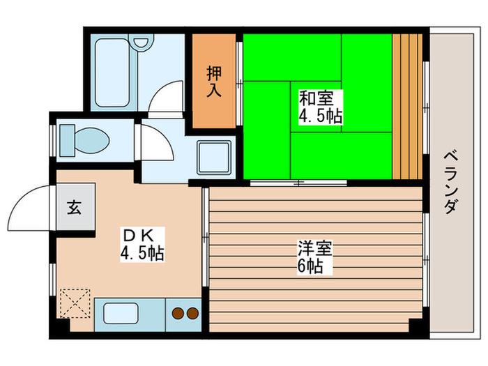 青砥パ-クマンション88(2DK/3階)の間取り写真