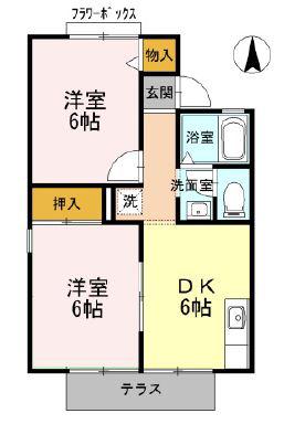 コーポシャルマン(2DK/1階)の間取り写真