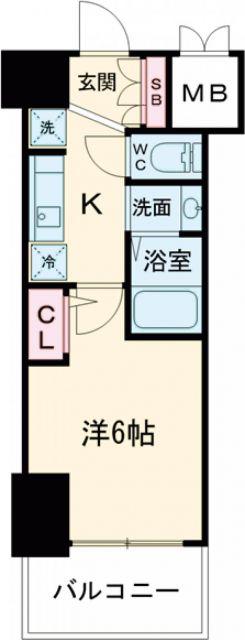エステムコート新神戸II駅前山手(1K/12階)の間取り写真