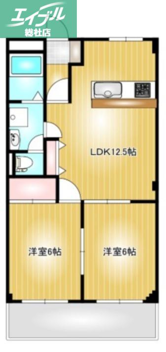 プレッソアール2(2LDK/2階)の間取り写真