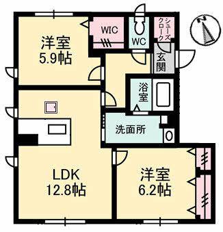 プロヌーブNキュービック(2LDK/1階)の間取り写真