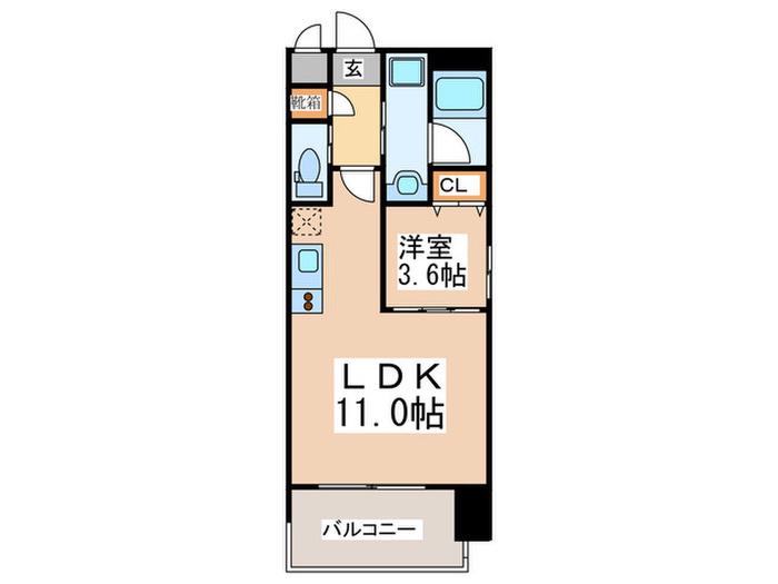FRENCIA NOIE 難波南(1LDK/3階)の間取り写真
