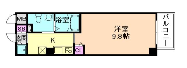 ガゼルコーヴ都島北通2(1K/9階)の間取り写真