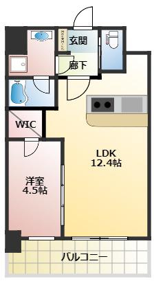 ソルテラス OSAKA イースト GATE(1LDK/9階)の間取り写真