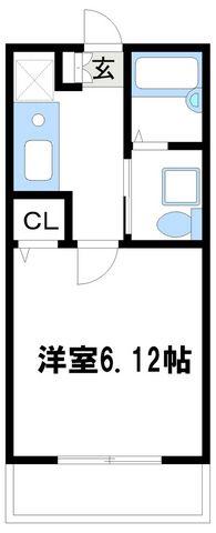 フォセット(1K/2階)の間取り写真