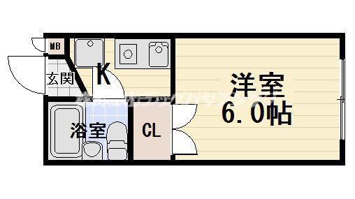 春日ハイツ(1K/2階)の間取り写真