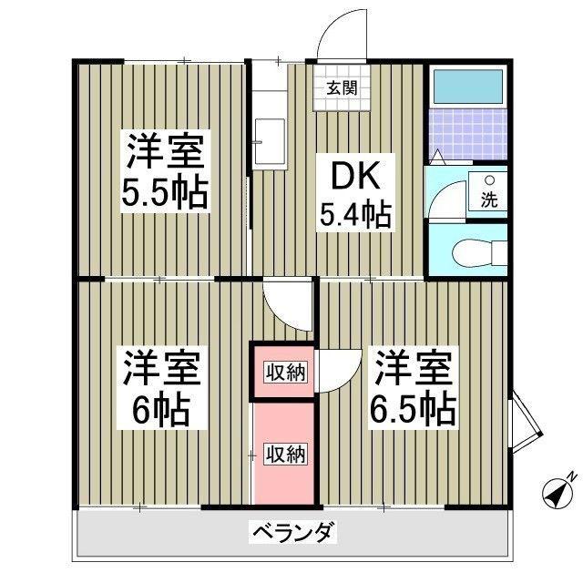 コーポ金子E棟(3K/2階)の間取り写真