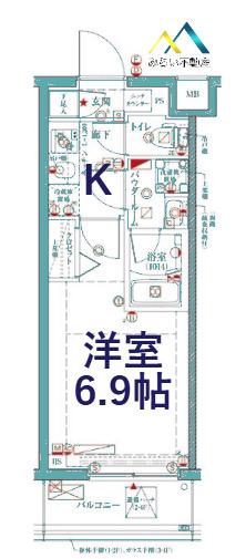 クレイシアIDZ横浜大倉山(1K/1階)の間取り写真
