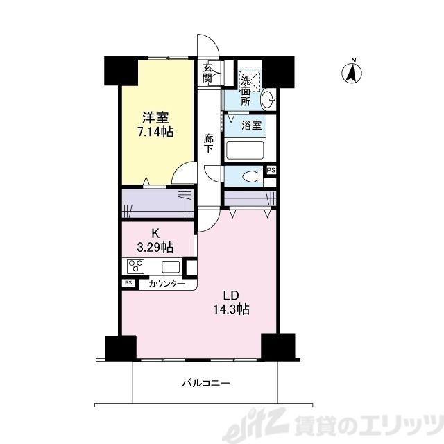 エスヴェール北梅田(1LDK/11階)の間取り写真