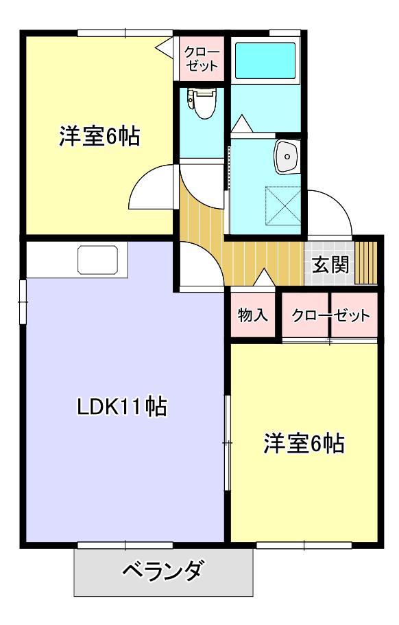 エーデルハイム(2LDK/1階)の間取り写真