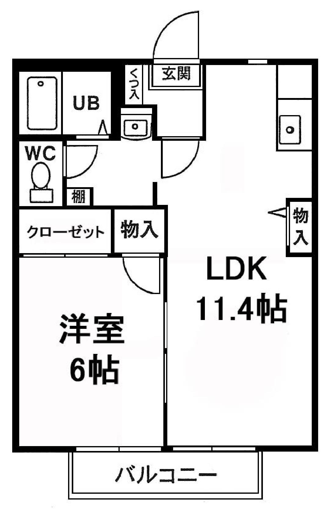 エリア009(1LDK/2階)の間取り写真