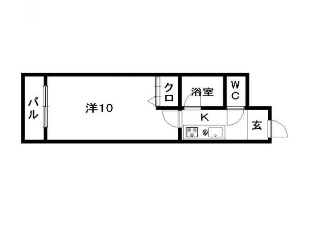 ガイア南天神(1K/6階)の間取り写真