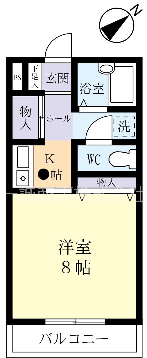 スケガワビル(1K/3階)の間取り写真
