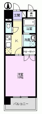 シティータワー昴(1K/2階)の間取り写真