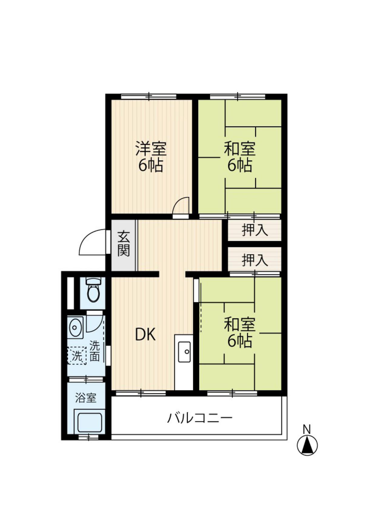 焼山第四マンション(3DK/3階)の間取り写真
