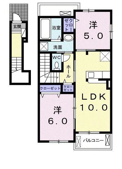 グラース・メゾン I(2LDK/2階)の間取り写真