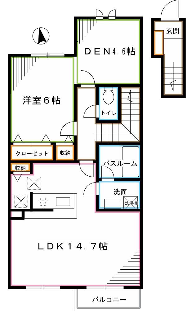 スプリングクリーク(1SLDK/2階)の間取り写真
