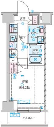 GENOVIA南鳩ヶ谷(1K/2階)の間取り写真