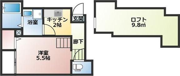 IMPERIAL中村 (1K/2階)の間取り写真