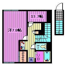 ラトゥール桜丘(1SK/2階)の間取り写真