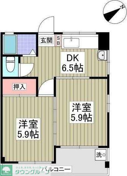 なとりビル3(2DK/2階)の間取り写真