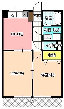 ロイヤルマンション優(2DK/2階)の間取り写真