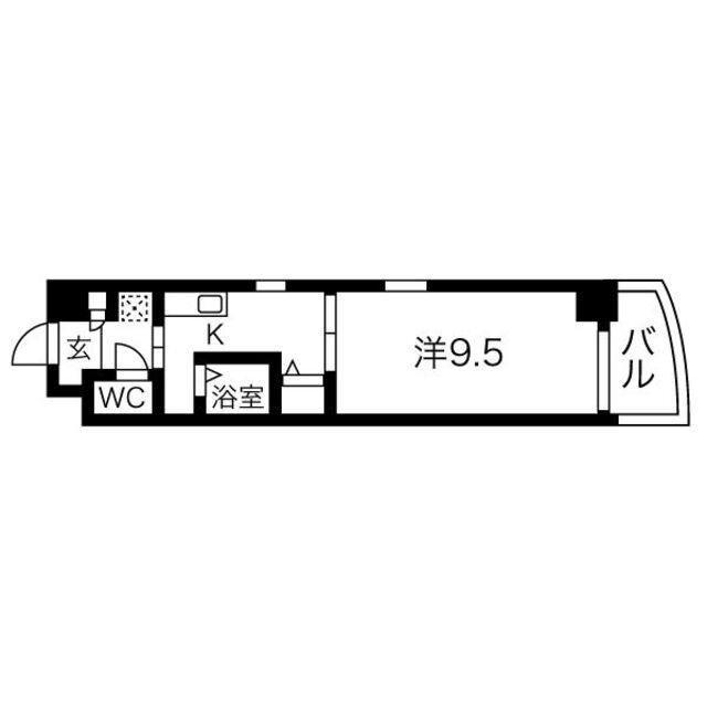 クレセール・サン(1K/6階)の間取り写真