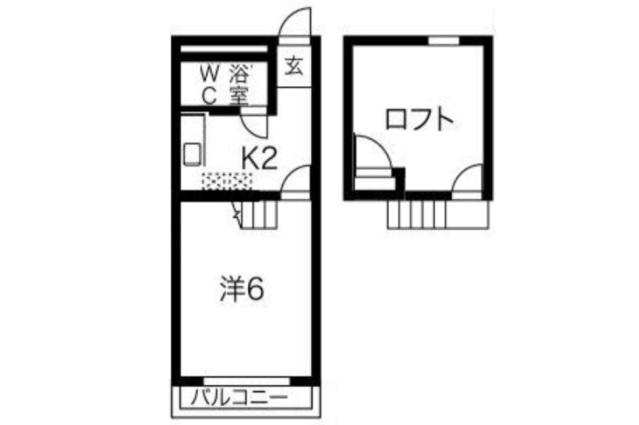 ドリーミーロード玉村B棟(1K/2階)の間取り写真