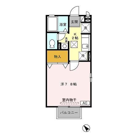 ベルハイム(1K/1階)の間取り写真