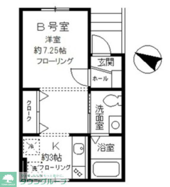 ドゥ西原(1K/1階)の間取り写真