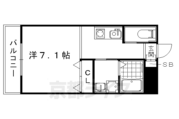 TK FLAT 西京極(1K/4階)の間取り写真