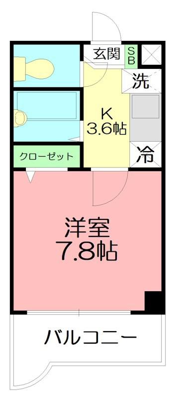 スカイ グランデ(1K/4階)の間取り写真